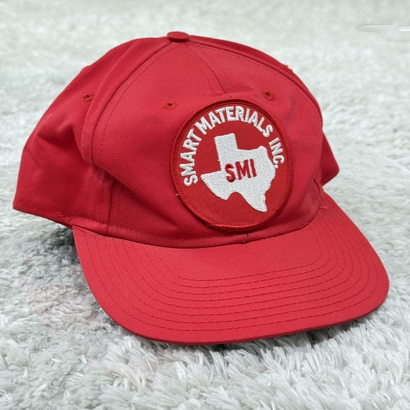 Vintage Smart Materials Inc SMI Hat Cap Snap Back Red Patch Advertising Mens 90s - Picture 2 of 12